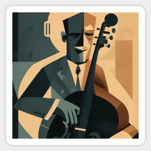 Abstract Art - a man playing JAZZ Sticker